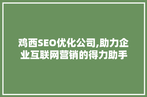 鸡西SEO优化公司,助力企业互联网营销的得力助手