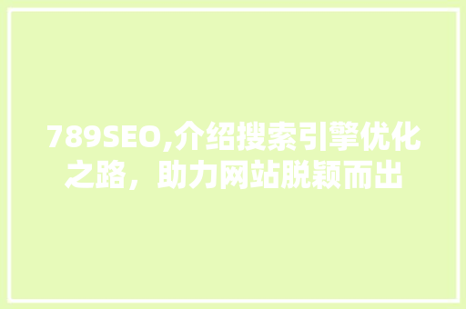 789SEO,介绍搜索引擎优化之路，助力网站脱颖而出