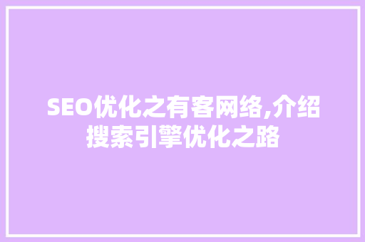SEO优化之有客网络,介绍搜索引擎优化之路