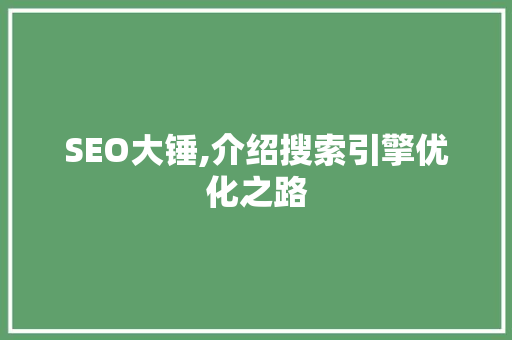 SEO大锤,介绍搜索引擎优化之路