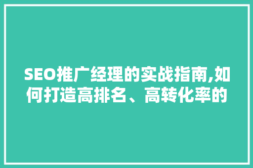 SEO推广经理的实战指南,如何打造高排名、高转化率的网站