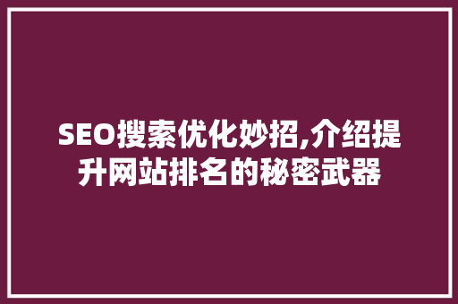 SEO搜索优化妙招,介绍提升网站排名的秘密武器