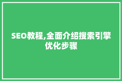SEO教程,全面介绍搜索引擎优化步骤