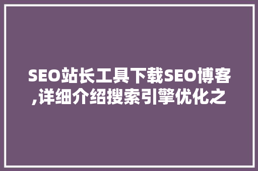 SEO站长工具下载SEO博客,详细介绍搜索引擎优化之路