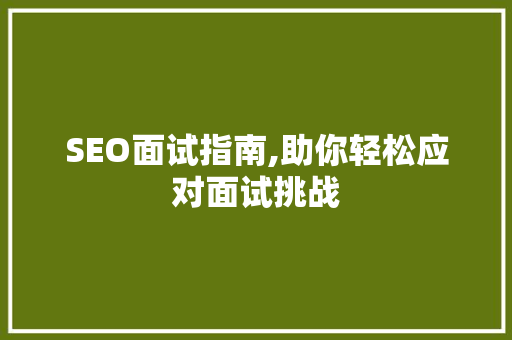 SEO面试指南,助你轻松应对面试挑战