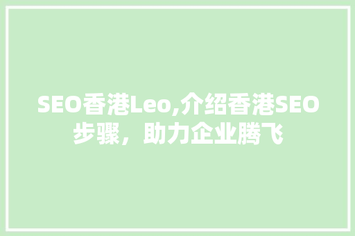 SEO香港Leo,介绍香港SEO步骤，助力企业腾飞