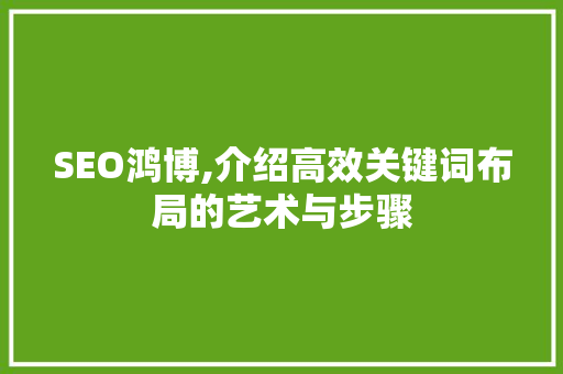 SEO鸿博,介绍高效关键词布局的艺术与步骤