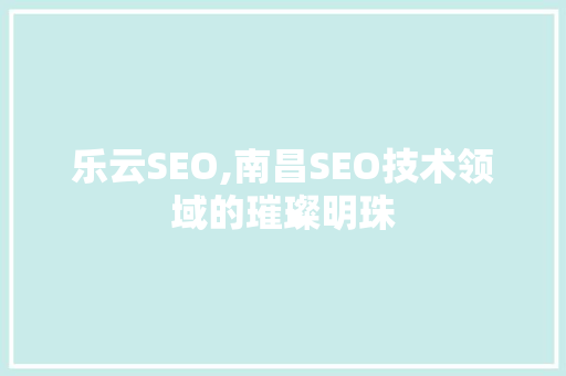 乐云SEO,南昌SEO技术领域的璀璨明珠