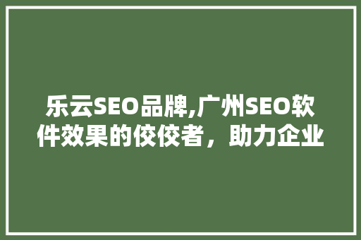 乐云SEO品牌,广州SEO软件效果的佼佼者，助力企业提升网络竞争力
