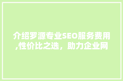 介绍罗源专业SEO服务费用,性价比之选，助力企业网络营销腾飞