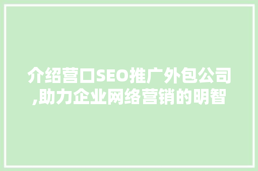 介绍营口SEO推广外包公司,助力企业网络营销的明智之选