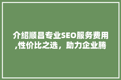 介绍顺昌专业SEO服务费用,性价比之选，助力企业腾飞