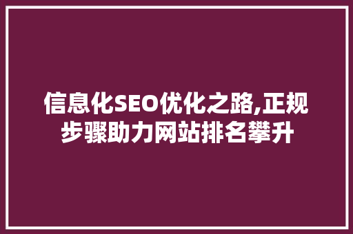 信息化SEO优化之路,正规步骤助力网站排名攀升