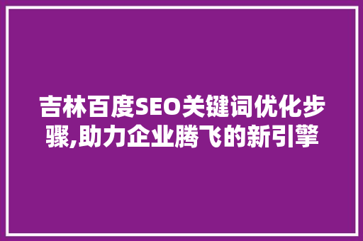 吉林百度SEO关键词优化步骤,助力企业腾飞的新引擎