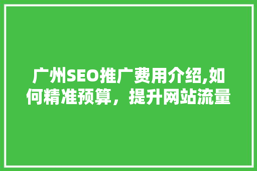 广州SEO推广费用介绍,如何精准预算，提升网站流量与排名
