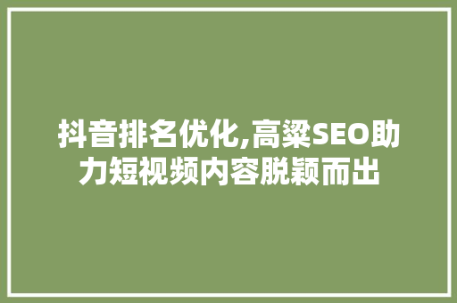 抖音排名优化,高粱SEO助力短视频内容脱颖而出