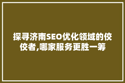 探寻济南SEO优化领域的佼佼者,哪家服务更胜一筹