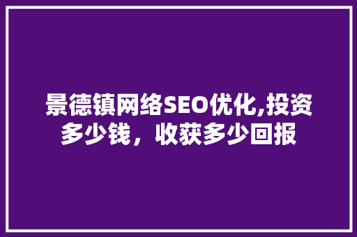 景德镇网络SEO优化,投资多少钱，收获多少回报