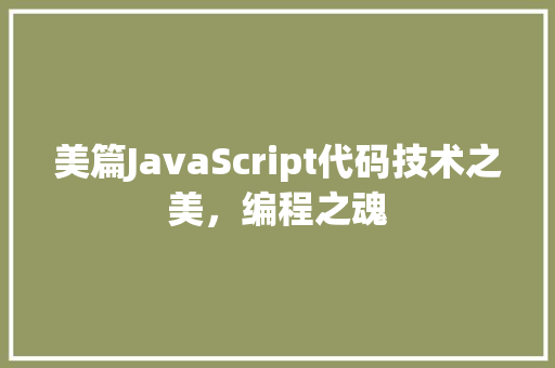美篇JavaScript代码技术之美，编程之魂