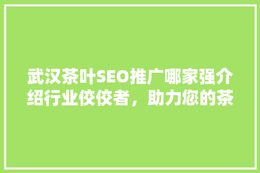 武汉茶叶SEO推广哪家强介绍行业佼佼者，助力您的茶叶品牌腾飞