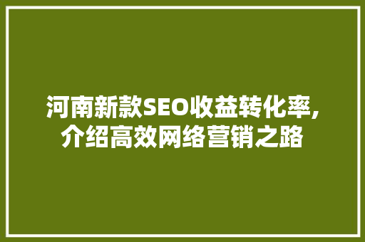 河南新款SEO收益转化率,介绍高效网络营销之路