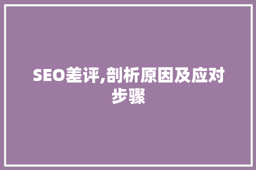 SEO差评,剖析原因及应对步骤