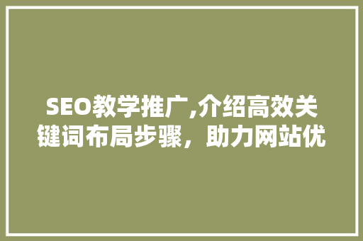 SEO教学推广,介绍高效关键词布局步骤，助力网站优化之路