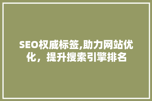 SEO权威标签,助力网站优化，提升搜索引擎排名