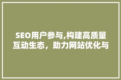 SEO用户参与,构建高质量互动生态，助力网站优化与成长