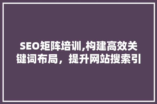 SEO矩阵培训,构建高效关键词布局，提升网站搜索引擎排名