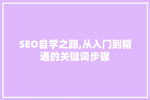 SEO自学之路,从入门到精通的关键词步骤