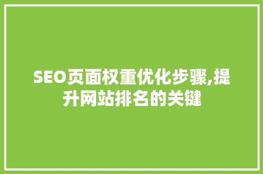 SEO页面权重优化步骤,提升网站排名的关键  第1张