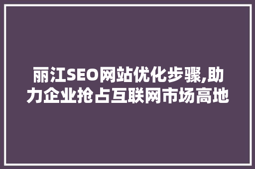 丽江SEO网站优化步骤,助力企业抢占互联网市场高地