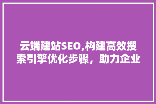 云端建站SEO,构建高效搜索引擎优化步骤，助力企业互联网发展