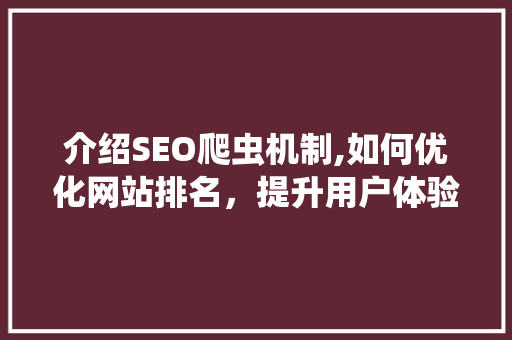介绍SEO爬虫机制,如何优化网站排名，提升用户体验