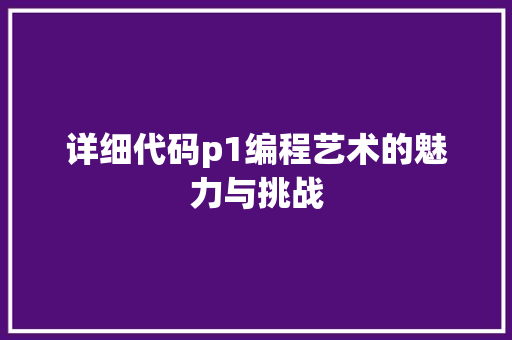 详细代码p1编程艺术的魅力与挑战