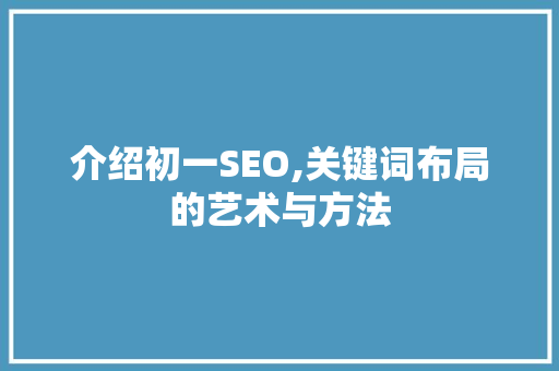 介绍初一SEO,关键词布局的艺术与方法