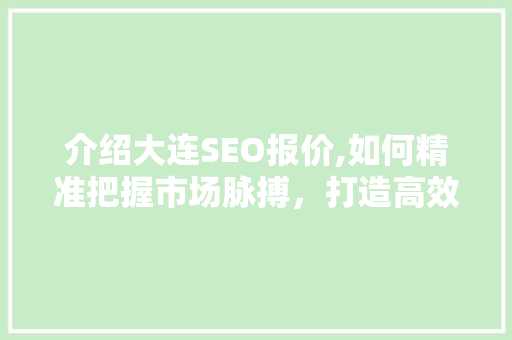介绍大连SEO报价,如何精准把握市场脉搏，打造高效营销步骤
