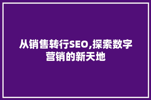 从销售转行SEO,探索数字营销的新天地