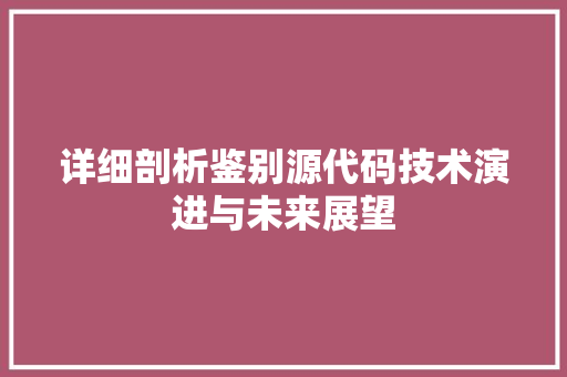 详细剖析鉴别源代码技术演进与未来展望