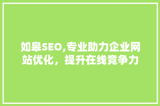 如皋SEO,专业助力企业网站优化，提升在线竞争力