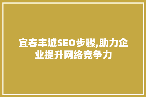 宜春丰城SEO步骤,助力企业提升网络竞争力