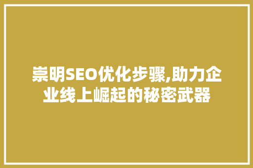 崇明SEO优化步骤,助力企业线上崛起的秘密武器