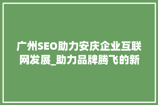 广州SEO助力安庆企业互联网发展_助力品牌腾飞的新引擎