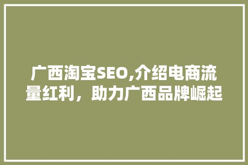 广西淘宝SEO,介绍电商流量红利，助力广西品牌崛起  第1张