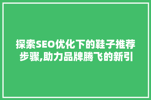 探索SEO优化下的鞋子推荐步骤,助力品牌腾飞的新引擎