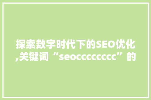 探索数字时代下的SEO优化,关键词“seocccccccc”的深层解读