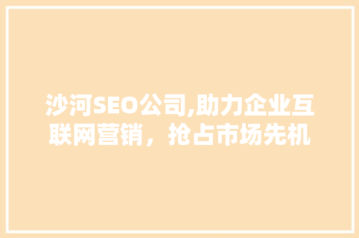 沙河SEO公司,助力企业互联网营销，抢占市场先机