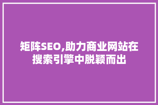 矩阵SEO,助力商业网站在搜索引擎中脱颖而出