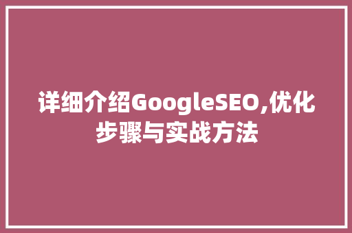 详细介绍GoogleSEO,优化步骤与实战方法